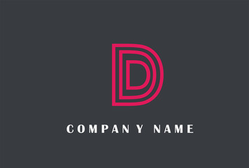  D Letter Logo Design. Line Typography Vector Illustration.