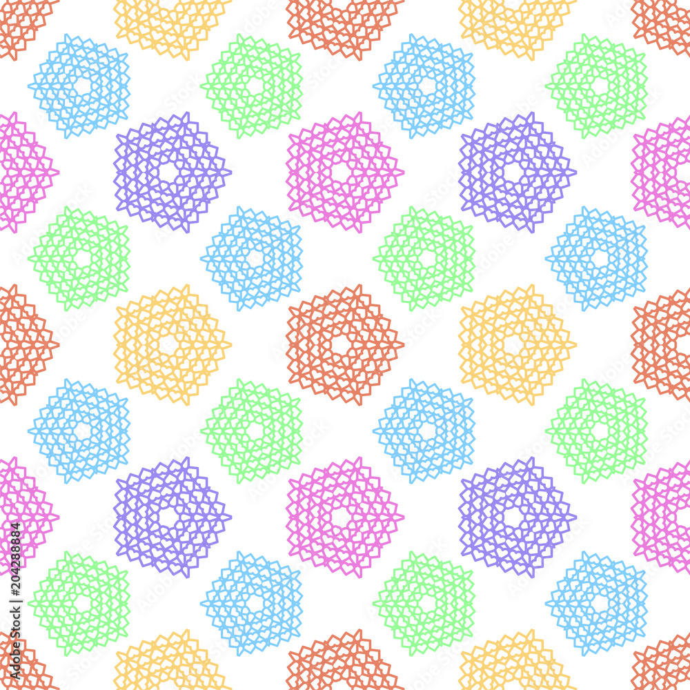 Poster pattern with small symbols of pentagonal star from hearts