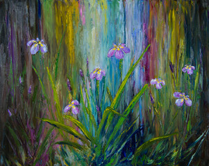 Iris Wildflowers abstract oil painting