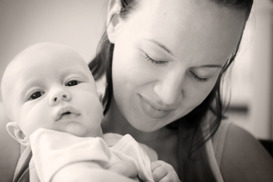 Portrait of a mother with her baby.