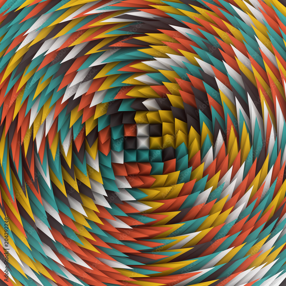 Poster Abstract pattern background of colored shapes 3D rendering