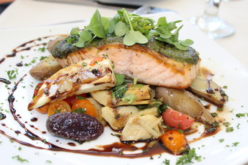 Salmon Dinner served