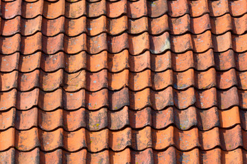 Dutch style red tiled roof. Background or texture.