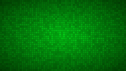 Abstract background of very small squares or pixels in green colors.