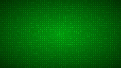 Abstract background of small circles or pixels of different sizes in green colors. © Aleksei Solovev