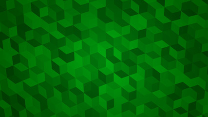 Abstract background of isometric cubes in green colors.