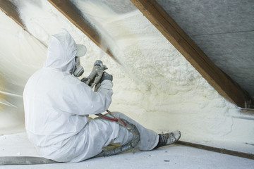 spray polyurethane foam for roof - obrazy, fototapety, plakaty