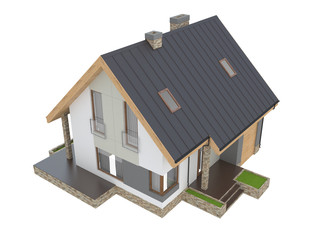 beautiful classic house for sale front view isolated on a white background 3d rendering