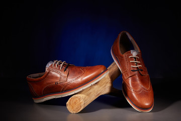 Classic male brown leather shoes.