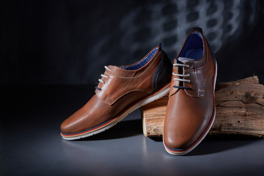Classic male brown leather shoes.