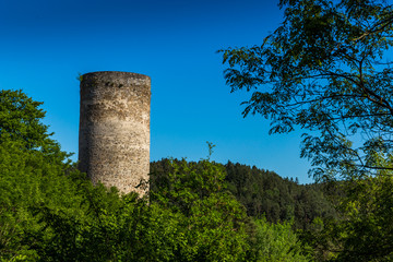 Old ruin Dobronice castle in the South Bohemian region. Czech republic.