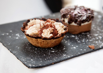 cream and chocolate dessert