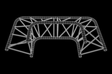 Truss girder element. Wireframe low poly mesh vector illustration.