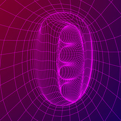 Wireframe Mesh Organic Tube. Connection Structure. Big Data Visualization Concept. Vector Illustration.