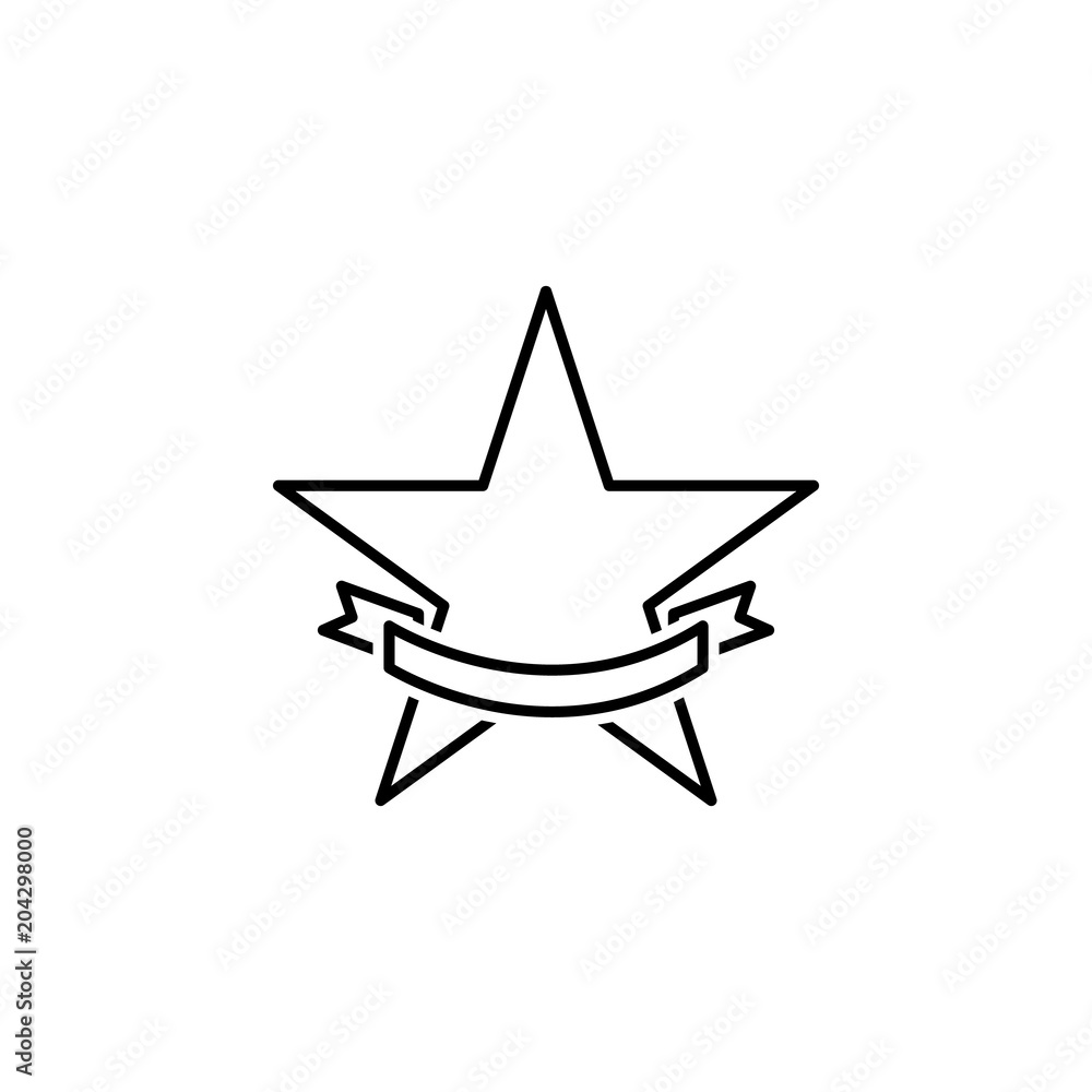 Poster star with ribbon icon. element of succes and awards for mobile concept and web apps. detailed star w