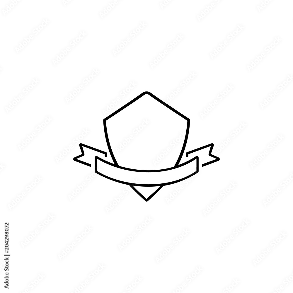 Aufkleber shield with ribbon icon. element of succes and awards for mobile concept and web apps. detailed shie