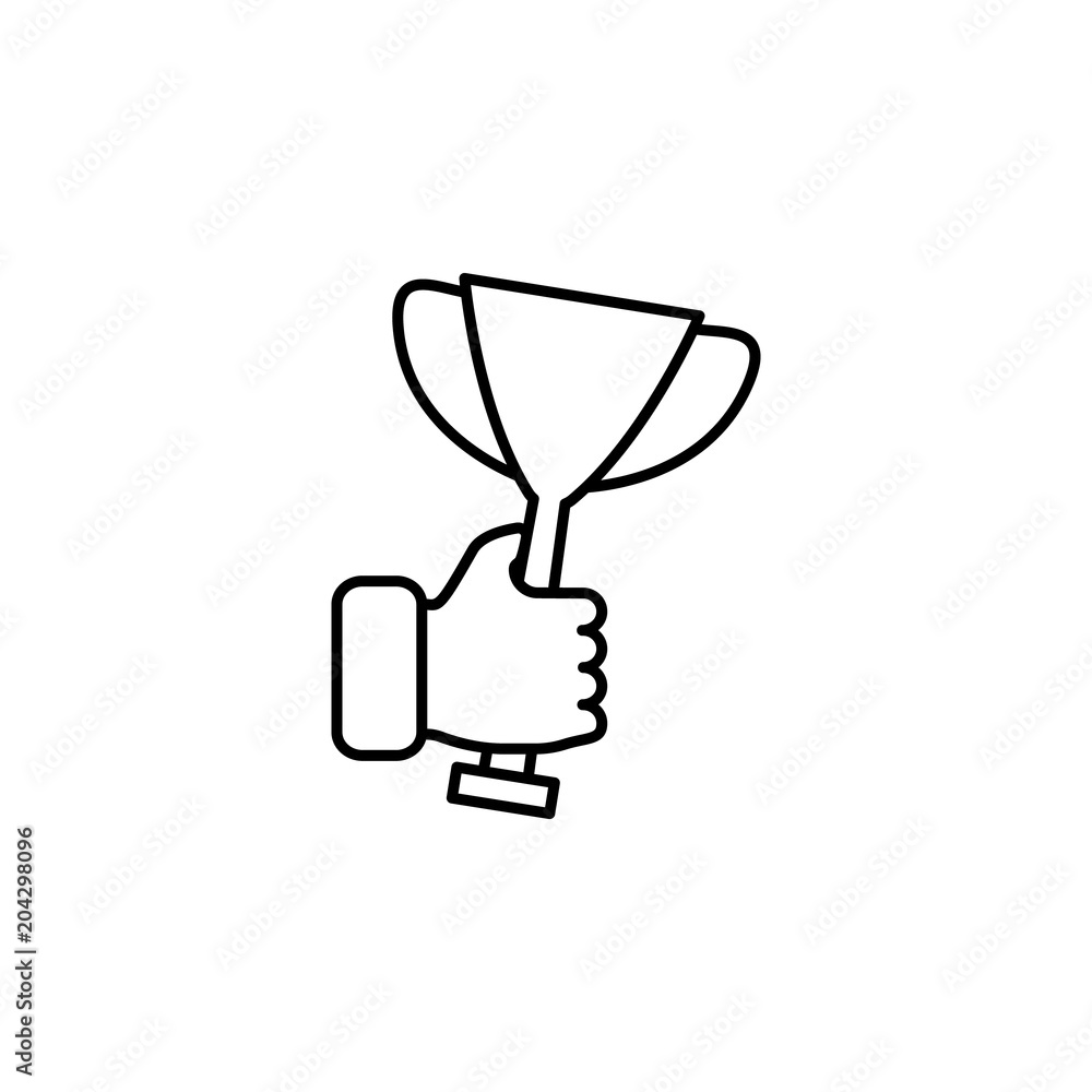Poster cup in hand icon. element of succes and awards for mobile concept and web apps. detailed cup in hand