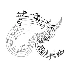 Vector music poster or musical notes staff icon