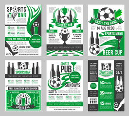 Vector soccer sports bar football pub menu posters