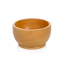 Wooden bowl isolated on White Background