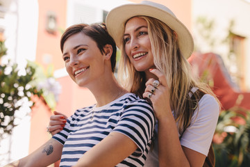 Two women roaming in the city