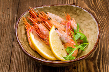 boiled shrimp on plate