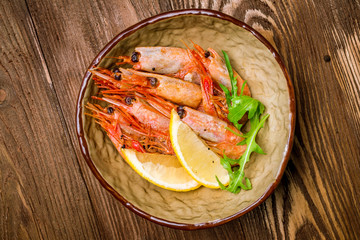 boiled shrimp on plate