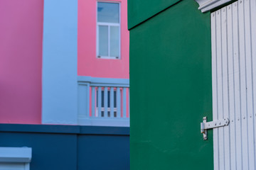 overlapping of colorful buildings in the city center of Oranjestad