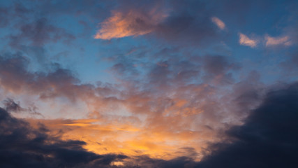 Fototapeta na wymiar Dark colors sunset clouds sky scape