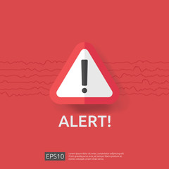 warning alert sign with exclamation mark symbol. disaster attention protection icon concept vector illustration. - obrazy, fototapety, plakaty