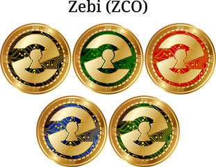 Set of physical golden coin Zebi (ZCO)