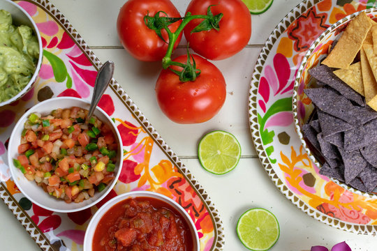 Top View Colorful Party Food For Cinco De Mayo
