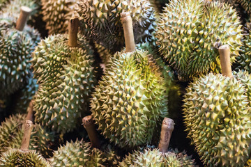 Naklejka na ściany i meble Durian in the shop is a famous fruit of Thailand.