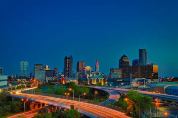 Foto op Canvas Looking south at the city of Columbus, Ohio skyline during sunset. © aceshot