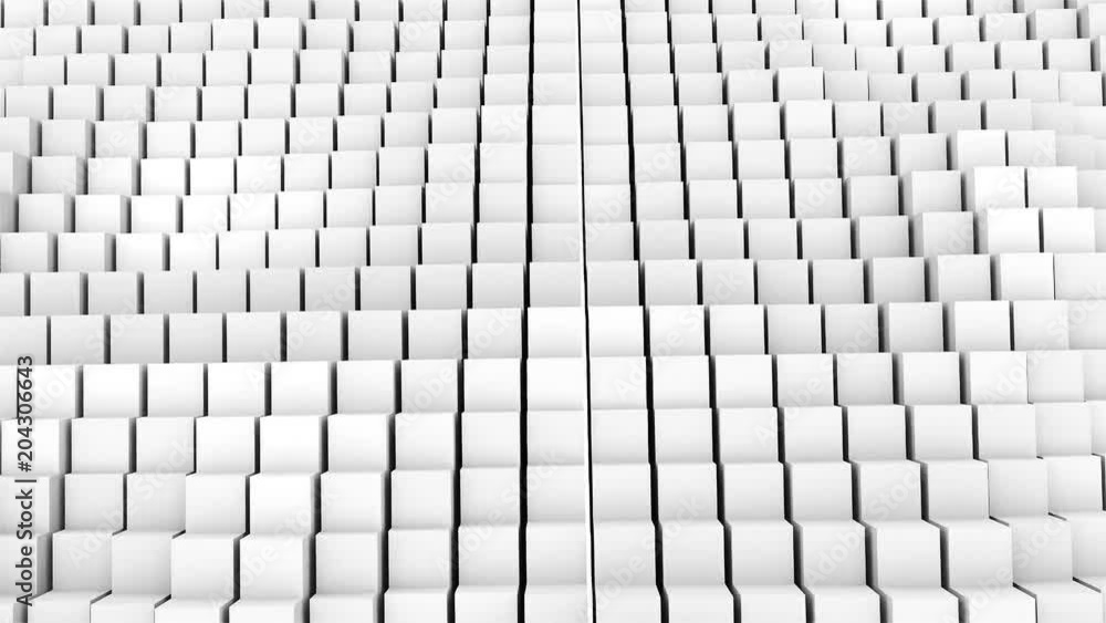Poster many abstract cubes, optical illusion, modern computer generated 3d rendering background
