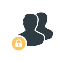 Client icon with padlock sign. Client icon and security, protection, privacy symbol