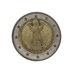 Old and used 2 Euro coin