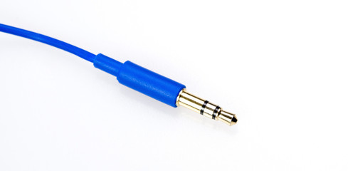 Blue aux cable isolated on white background