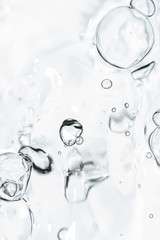 Clean water and water bubbles, on white background