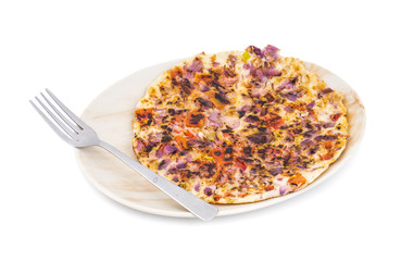 South Indian Food Uttapam Also Know As ooththappam, Rava Uttapam, Uttapa or Uthappa is a Popular South Indian Delicious Spicy Breakfast Snack Served with Coconut Chutney, Tomato Sauce and Sambar