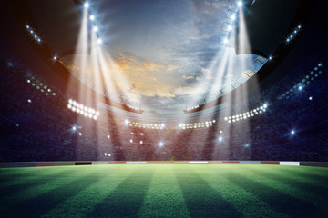 lights at night and stadium 3d render