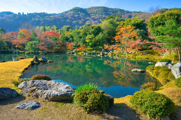 Sogen Pond Garden in Tenryuji Temple.Tenryuji Temple located in Kyoto's Arashiyama district.Tenryuji Temple is Zen temple.