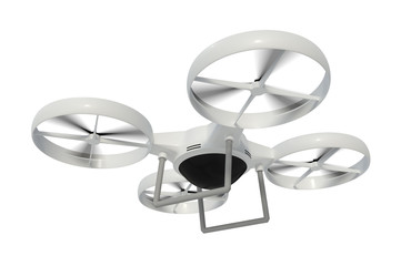 Flying drone isolalated on white background - obrazy, fototapety, plakaty