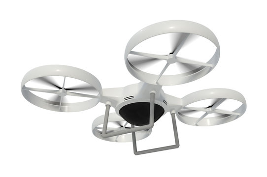 Flying drone isolalated on white background