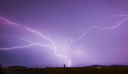 Lightning strike on building