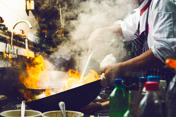 Chef is stirring