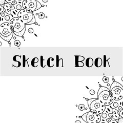 Obraz premium Sketch book cover design, sketched mandala, concept of sketch book. 