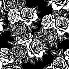 seamless monochrome pattern of flowers for greeting cards, background, price tags