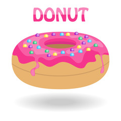 Donut, a realistic 3D donut with a shadow.