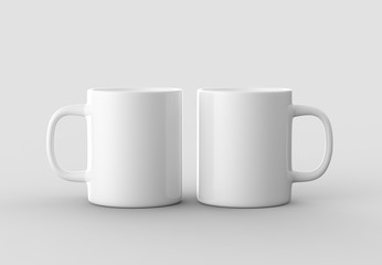 Mug mock up isolated on light gray background. 3D illustrating.